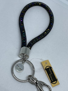 Black/Crystal/Mesh Wristlet Keychain