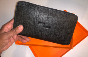 Thedra Lorraine Pebble Leather Zip Around Wallet