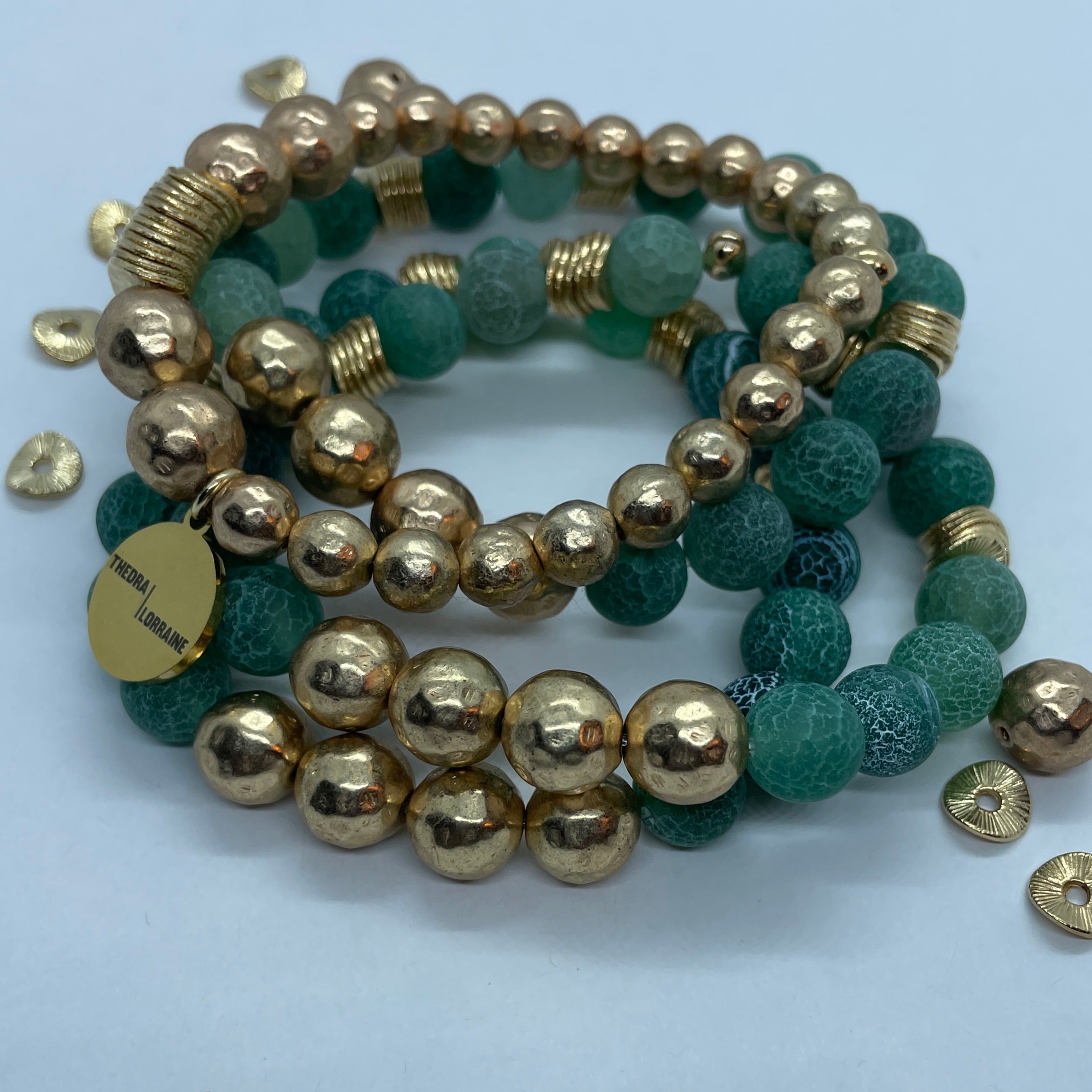 Green and Gold stack bracelet