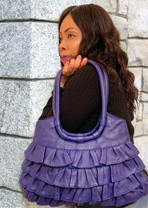 Thedra Lorraine Purple Ruffle Handbag (Clearance)