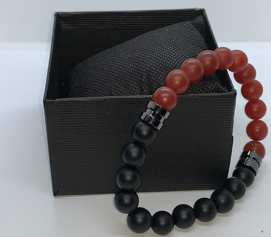 Thedra Lorraine Men Red Jasper & Black Onyx