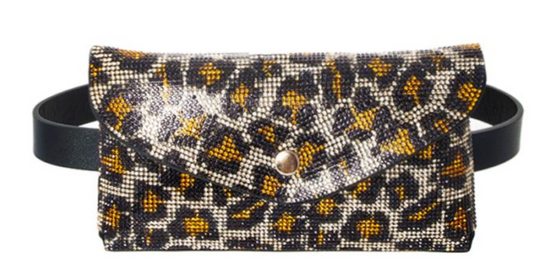 RHINESTONE MULTI PRINT DESIGN WAIST CLUTCH BELT