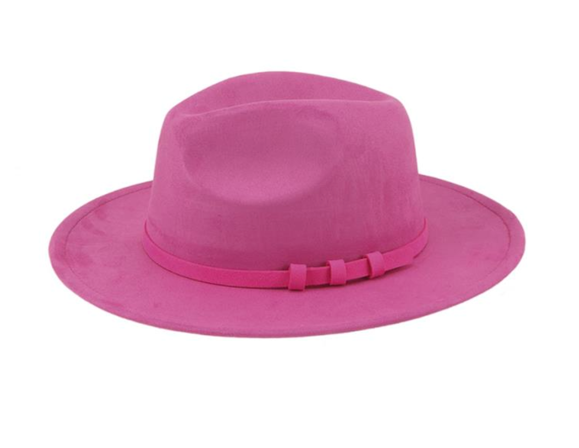 THREE RING DECORATED SUEDE  FEDORA HAT