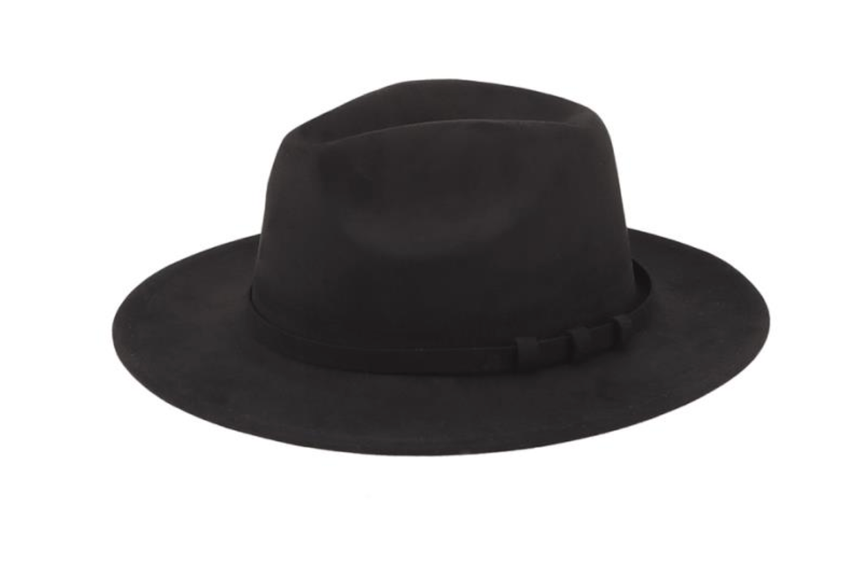 THREE RING DECORATED SUEDE  FEDORA HAT