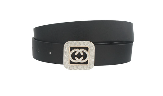 RHINESTONE RECTANGLE DOUBLE O BUCKLE BELT ( Gucci Inspired)