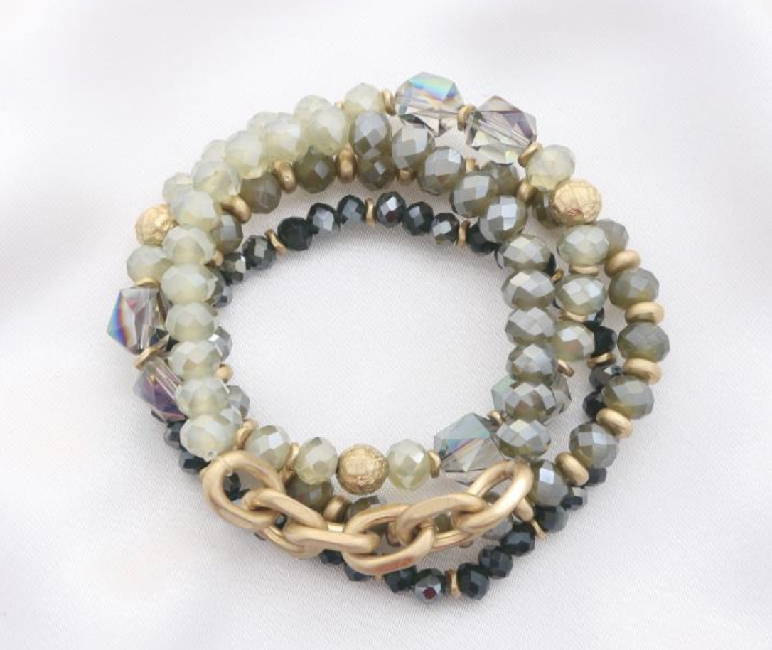 OVAL LINK BEADED BRACELET SET