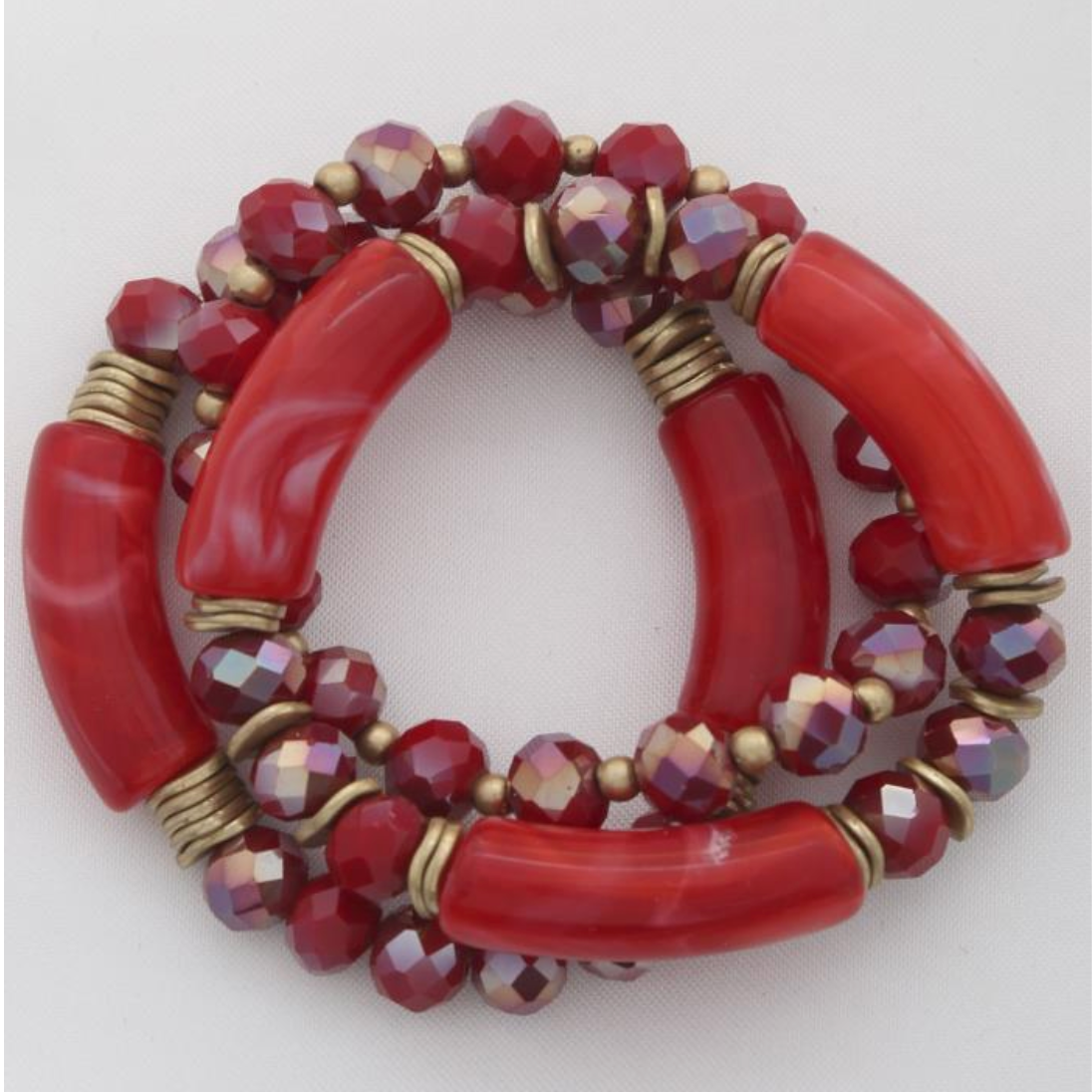 ACRYLIC TUBE BEADED BRACELET SET