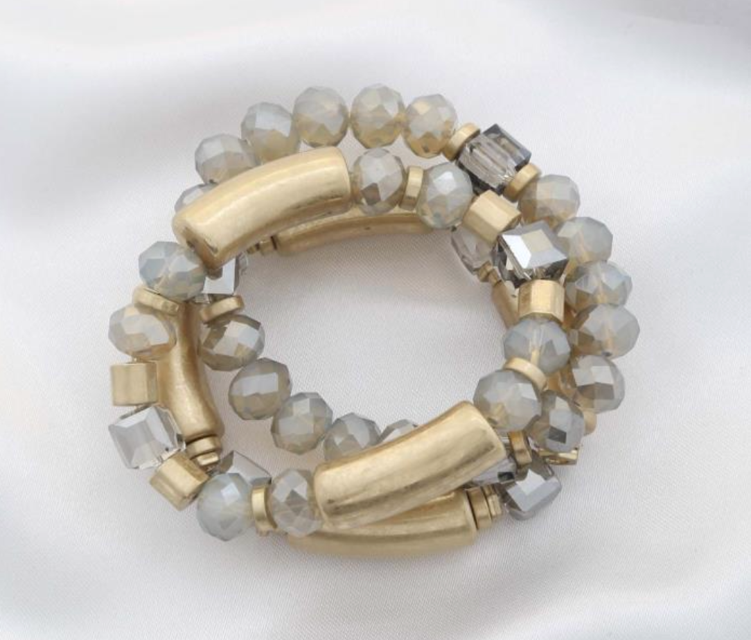 CURVE CYLINDER BEADED BRACELET SET