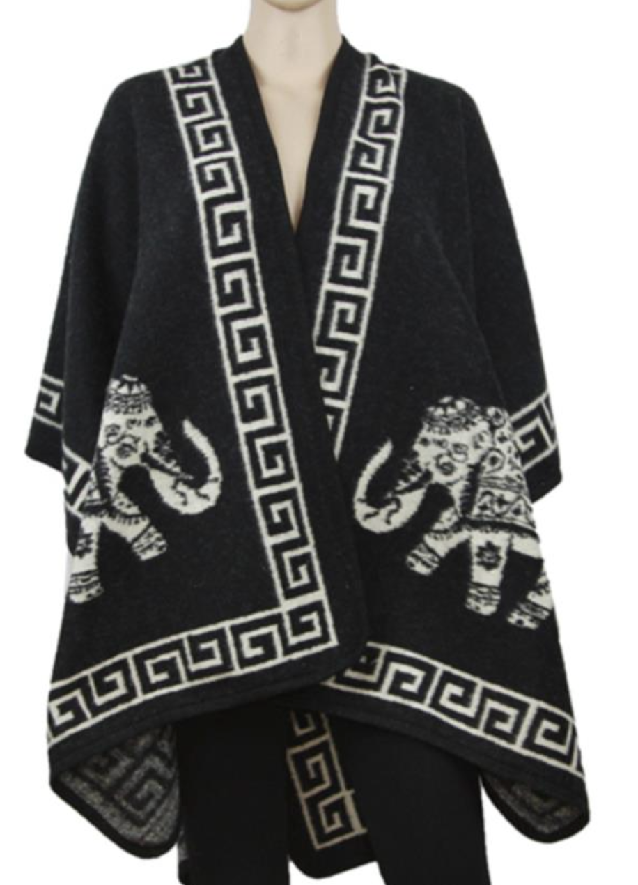 ELEPHANT MAZE SHAWL PONCHO