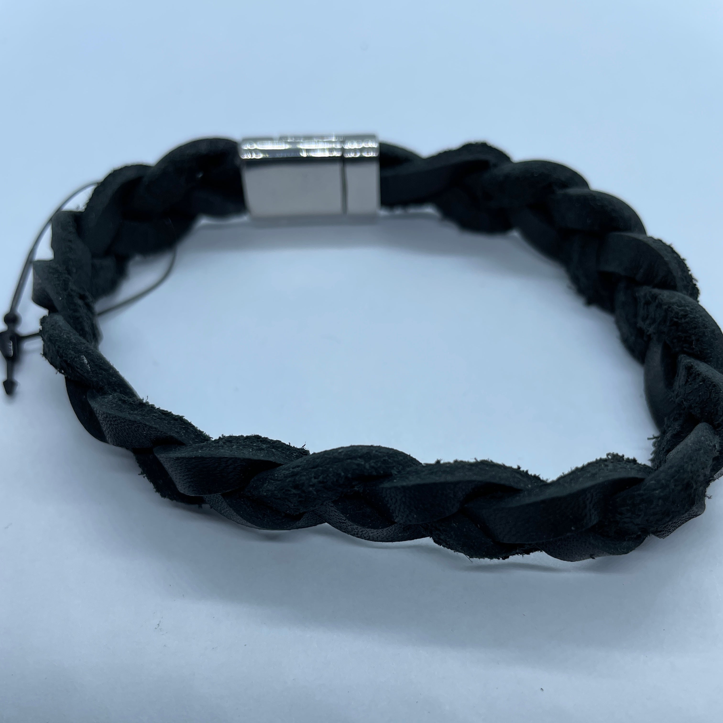 Leather braided mens bracelet
