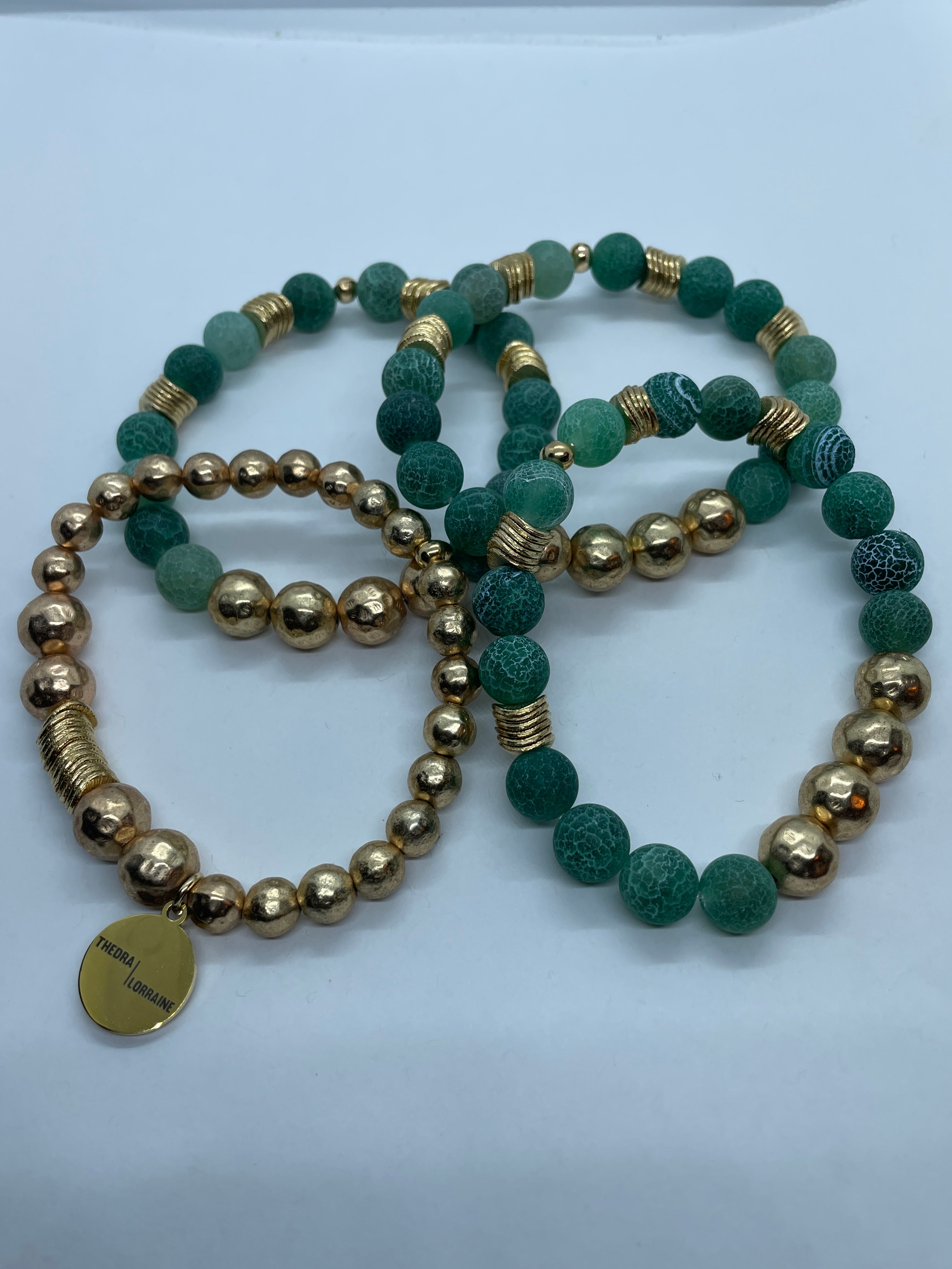 Green and Gold stack bracelet