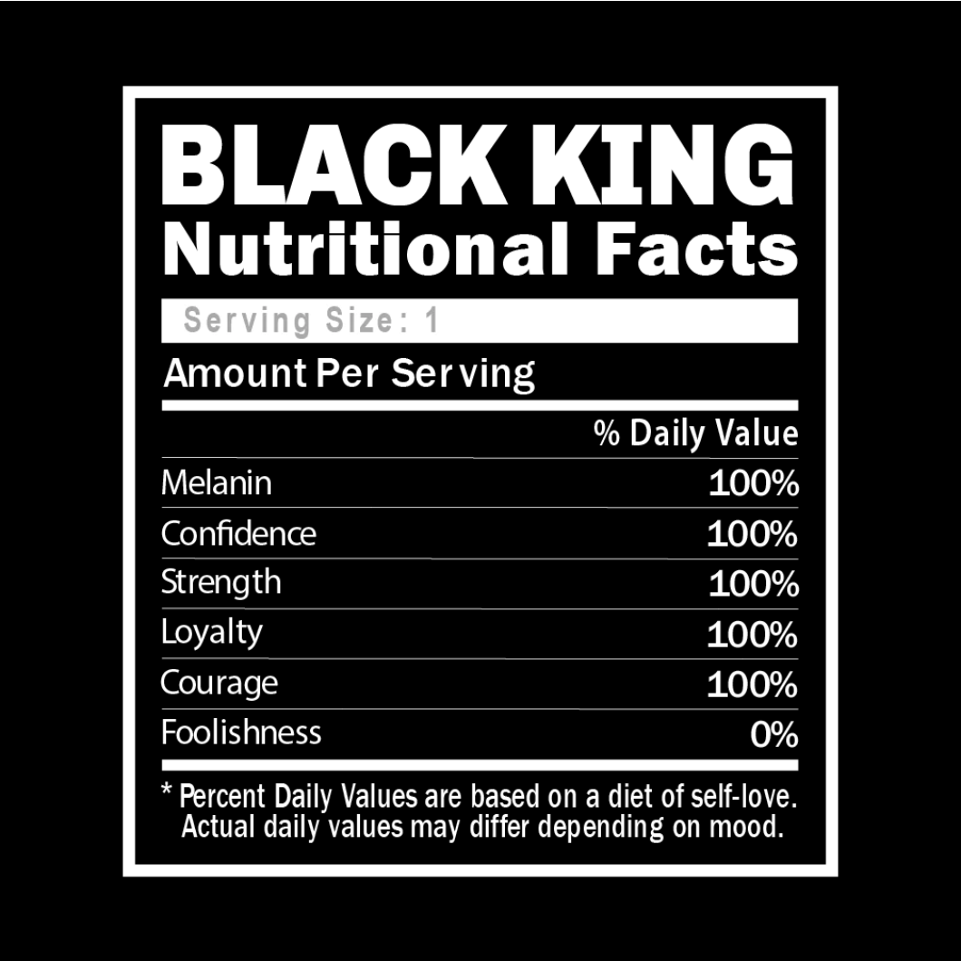 Black king Nutritional Facts Tee