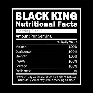 Black king Nutritional Facts Tee