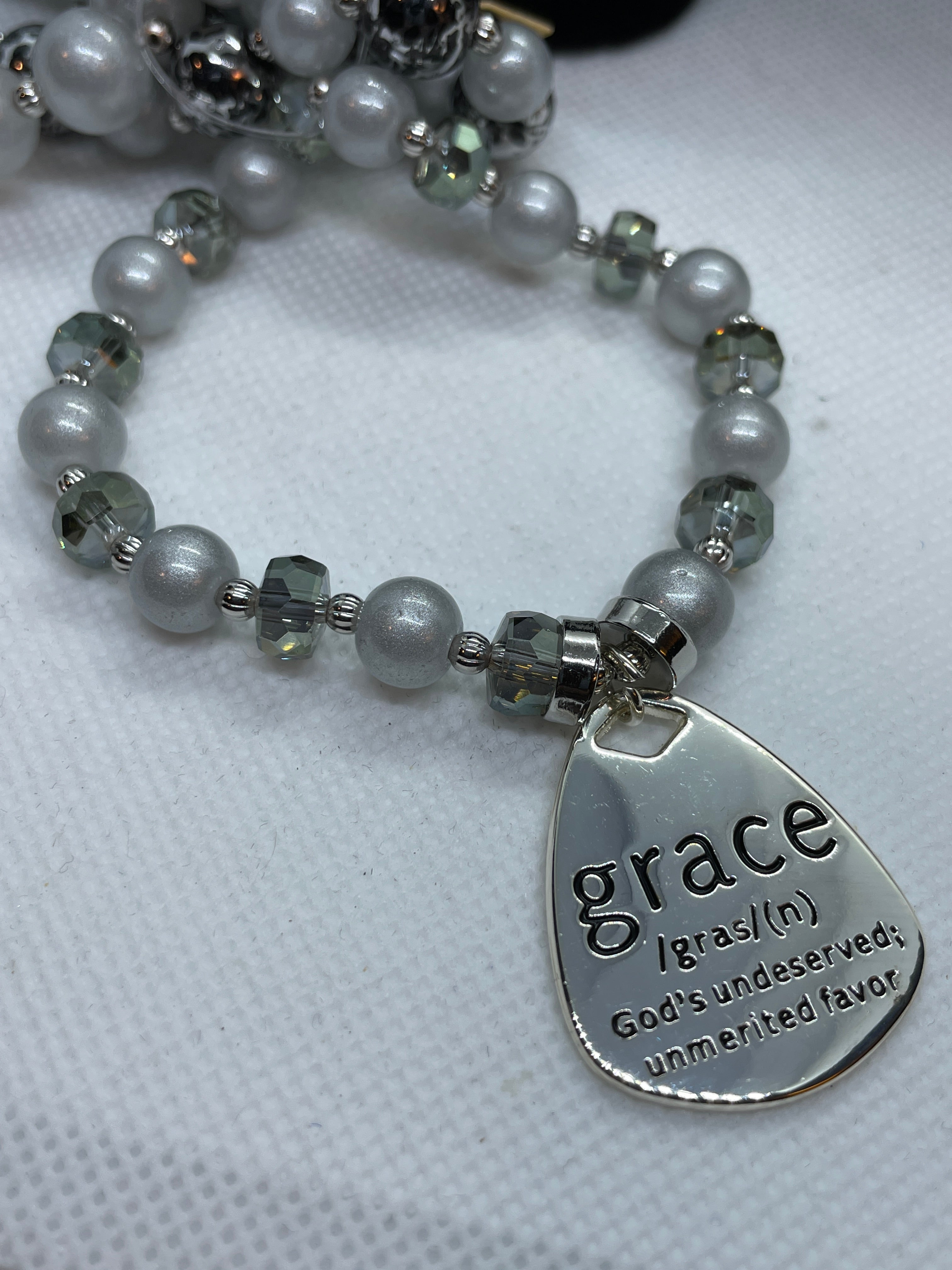 GRACE 5 piece stack silver/grey bracelet set